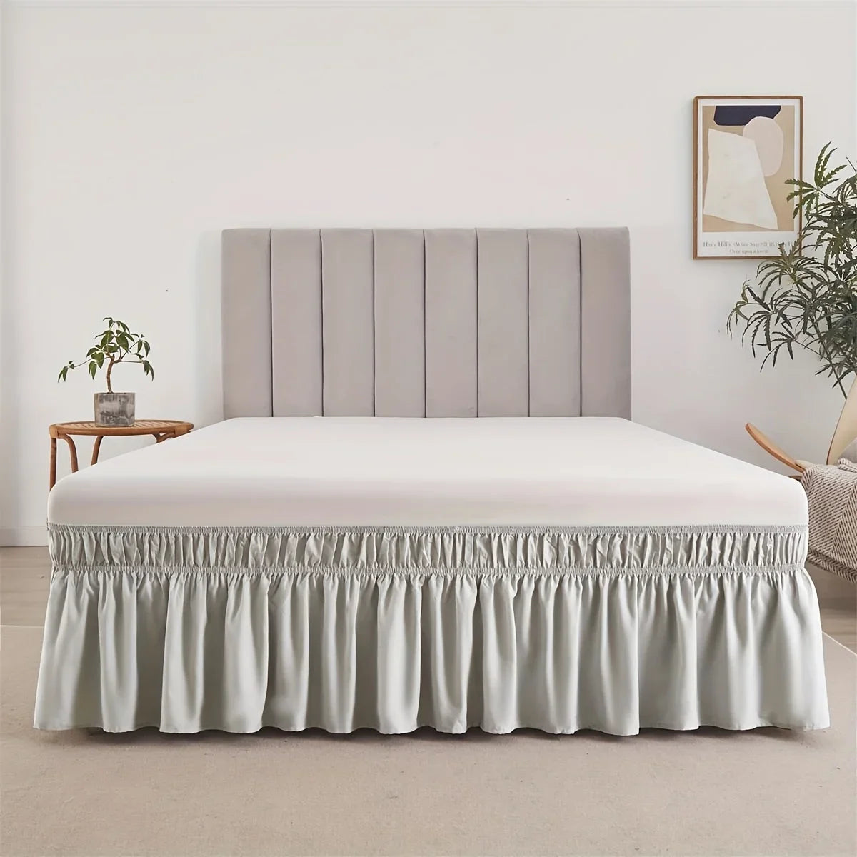 Adjustable Elastic Bed Skirt with Ruffle Trim