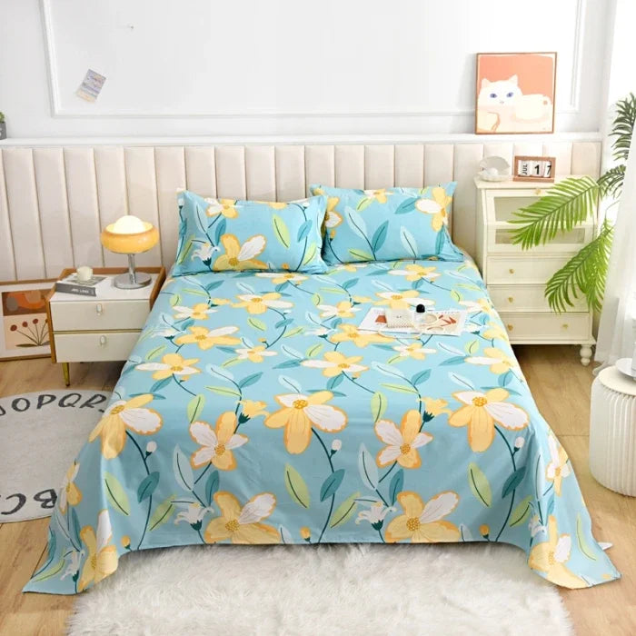 Red Floral Printed Flat Bed Sheet – Soft & Breathable