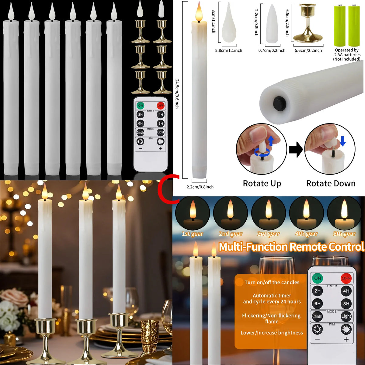 LED Flameless Taper Candles with Remote Control