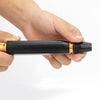 A hand holds a black and gold adjustable high-pressure car wash water gun.
