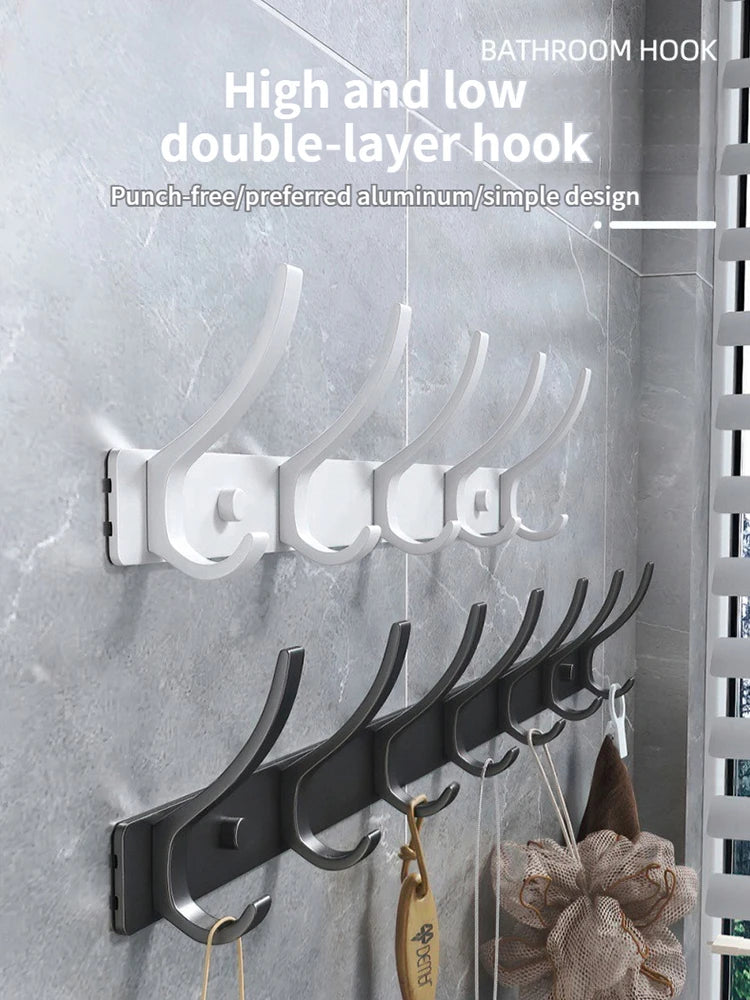 No-Drill Wall-Mounted Coat Rack with 6 Hooks