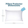 Dimensions of a standard set of waterproof zippered pillow protectors, showing the size of one protector.