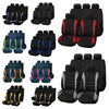 Various black and purple memory foam seat cushions for cars, SUVs, trucks, and vans.