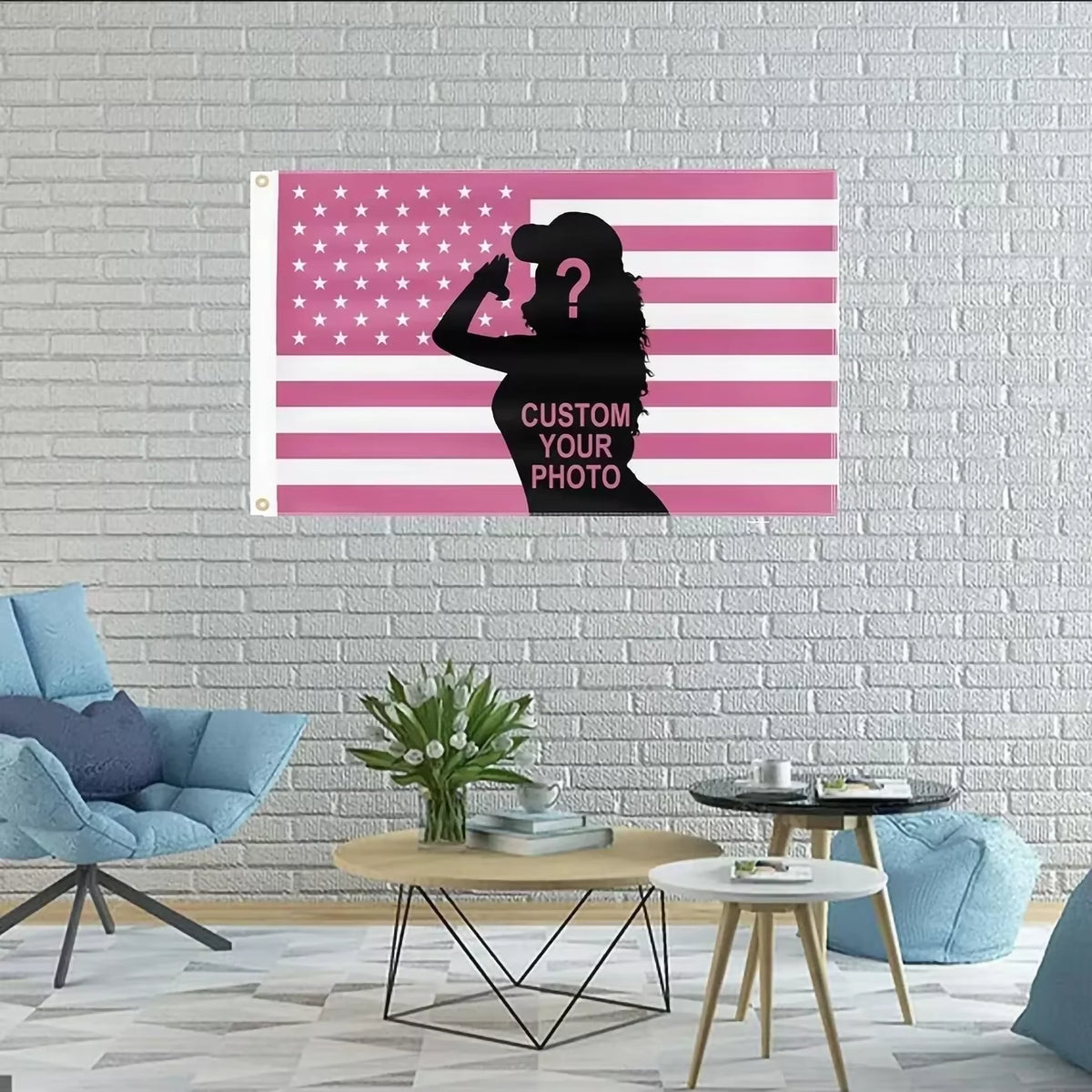 Personalized American Flag Tapestry with Custom Photo & Text