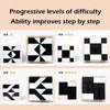Wooden Geometric Shape Puzzle Blocks with Pattern Cards - Educational Logic Game for Kids