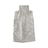 A gray knitted top or shirt with a high neck and a rectangular body.
