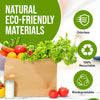 A brown kraft paper bag filled with fresh produce, including tomatoes and lettuce, highlighting natural eco-friendly material