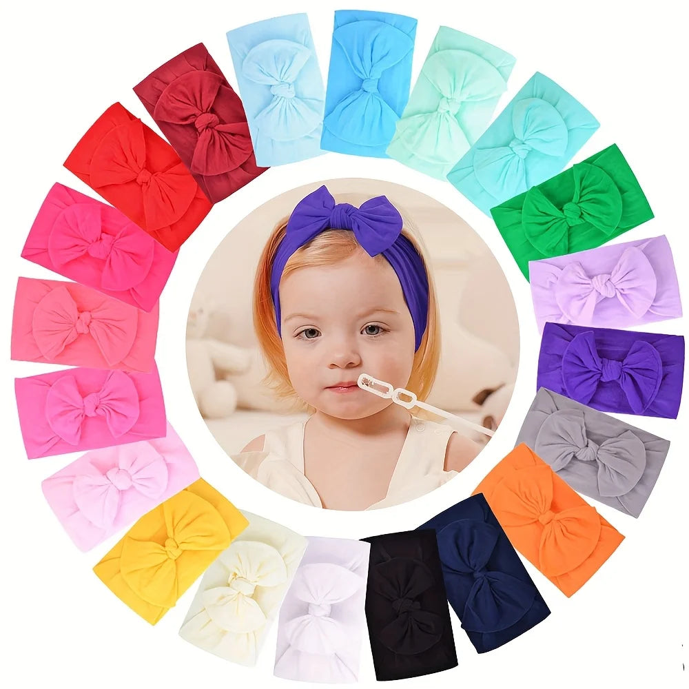 Baby Girl Bow Knit Headbands (Set of 10)