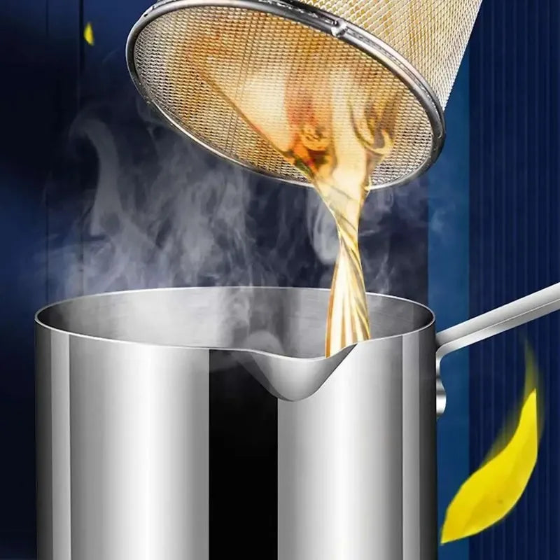 Stainless Steel Deep Fryer Pot with Strainer Basket