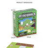 A box of Mineworld magnetic baseplate building blocks showing the dimensions of the green grid and white plate.