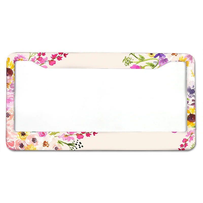 Floral Aluminum License Plate Frame with Slim Design
