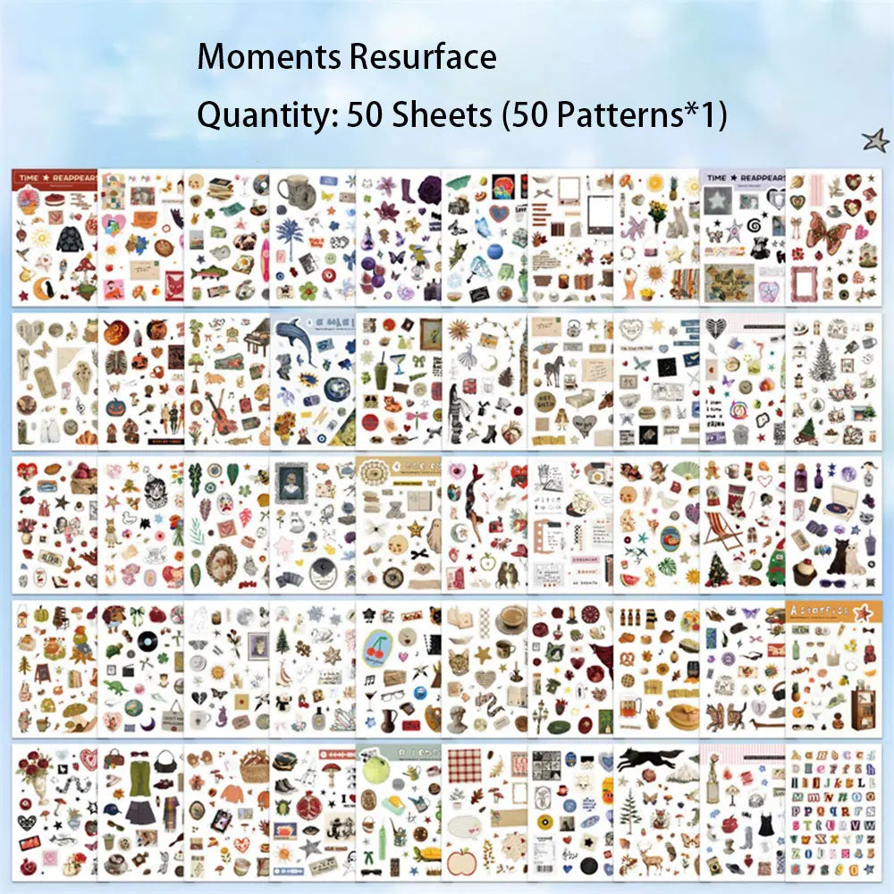 A collection of 50 assorted nature and aesthetic patterns for scrapbooking and DIY projects