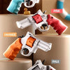 A collection of multiple color schemes for a mini mechanical revolver water gun, including cyan, pink, orange, and pale gray 