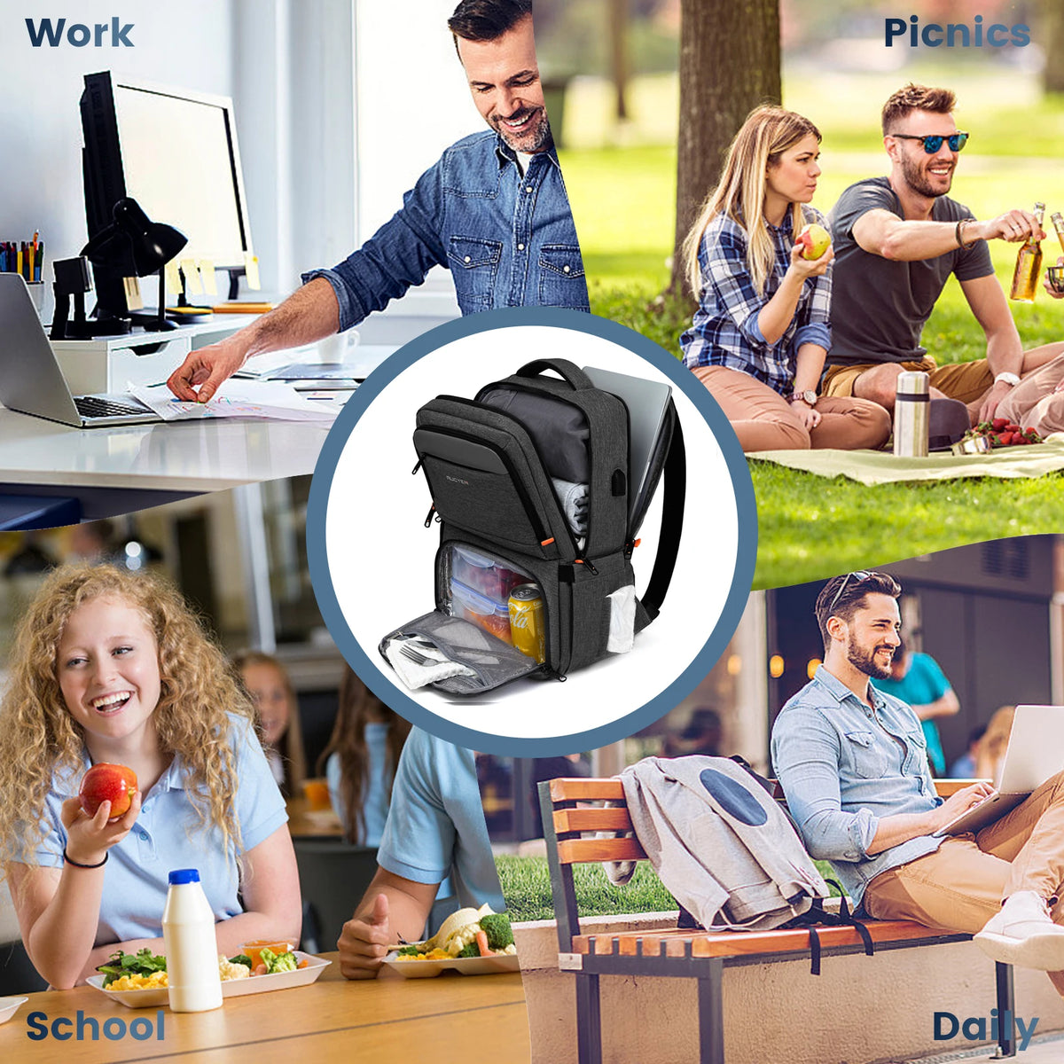 Insulated Lunch Cooler Backpack with Water-Resistant Design