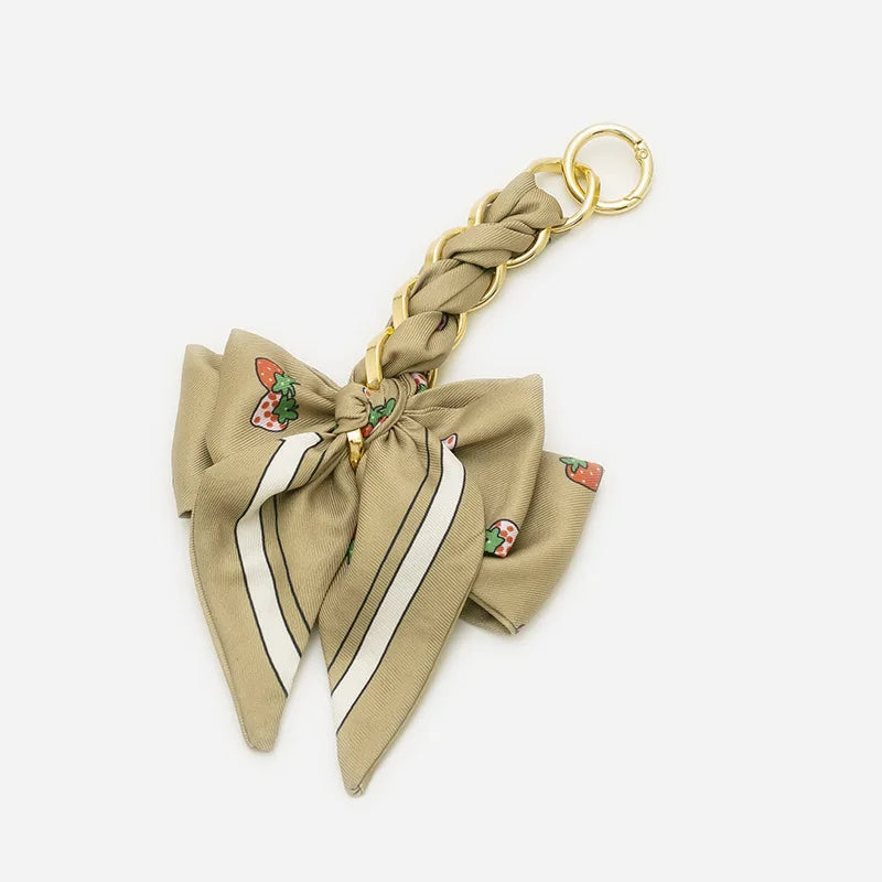 Elegant Bow Chain Bag Strap with Hanging Charm