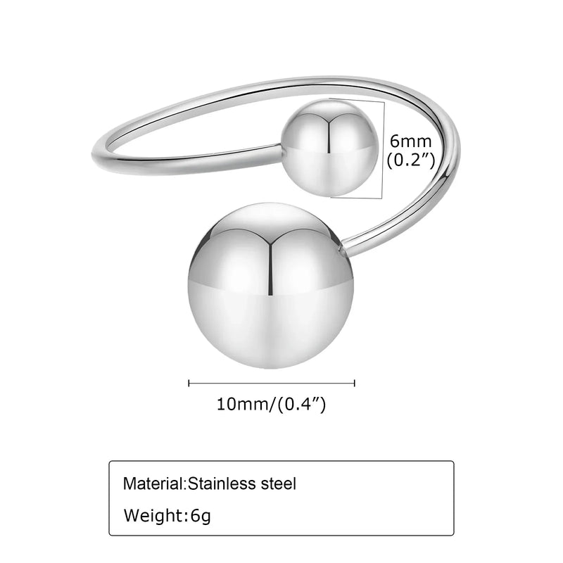 Double Ball Adjustable Stainless Steel Ring