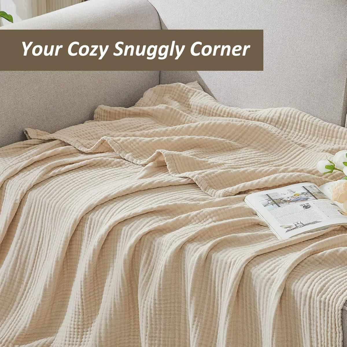 6-Layer Cotton Muslin Blanket – Lightweight & Breathable for All-Season Comfort