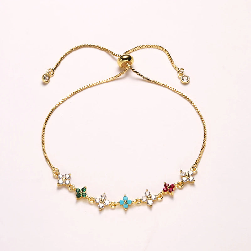 Delicate Clover Bracelet with Cubic Zirconia