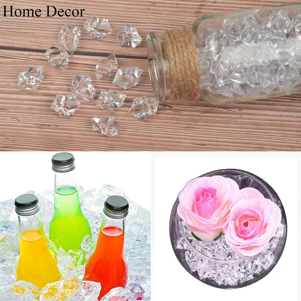 Crystal Clear Acrylic Crushed Ice Stones for Vases & Decor (100-Pack)