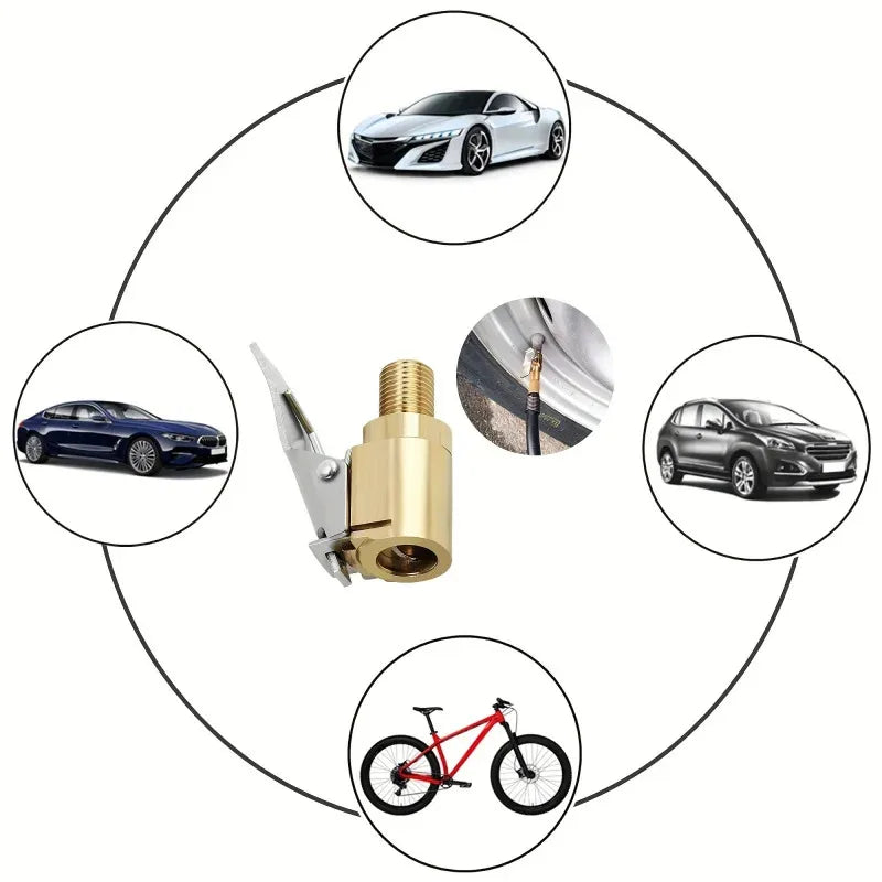 Brass Locking Nozzle Tire Air Chuck Clip Adapter