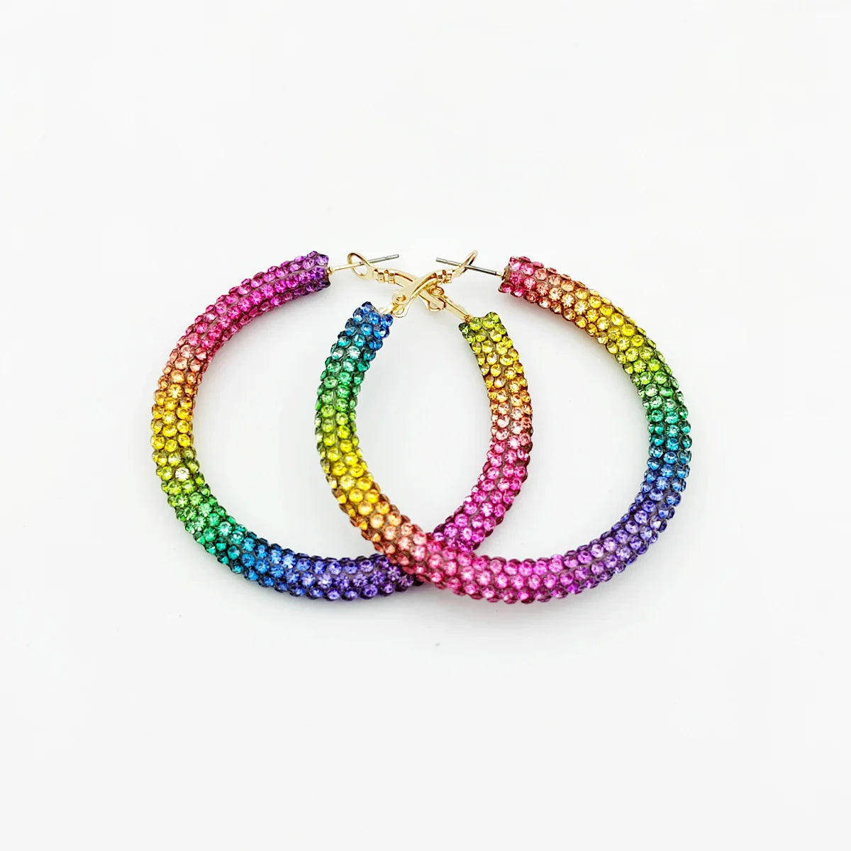 Rainbow Crystal Hoop Earrings