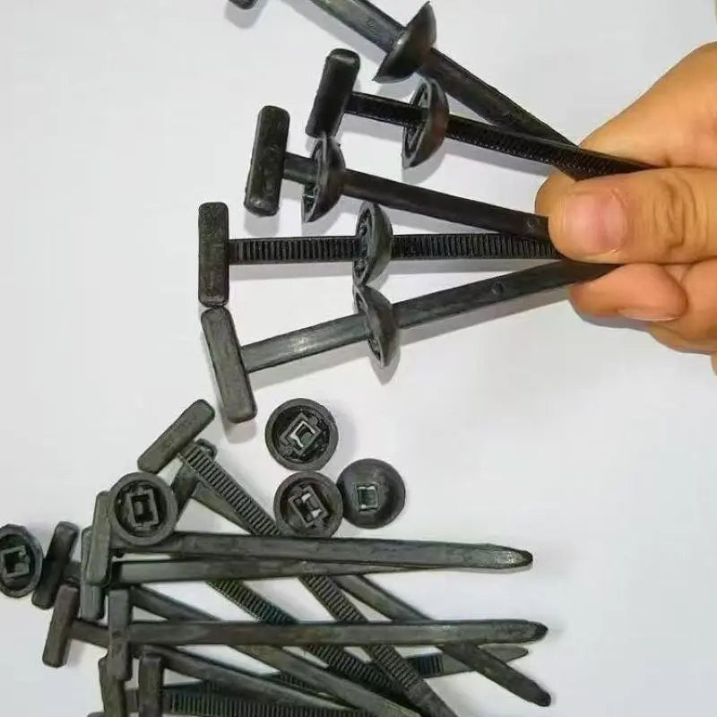 Self-Locking T Rivet Cable Ties for Auto Repair and Garage Organization