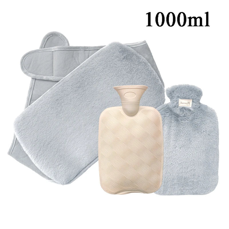 Cozy Plush Hot Water Bottle with Soft Cover – Reusable Hand Warmer & Pain Relief