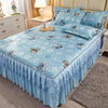 4-Piece Royal Blue Bedding Set with Bed Skirt and Pillow Covers