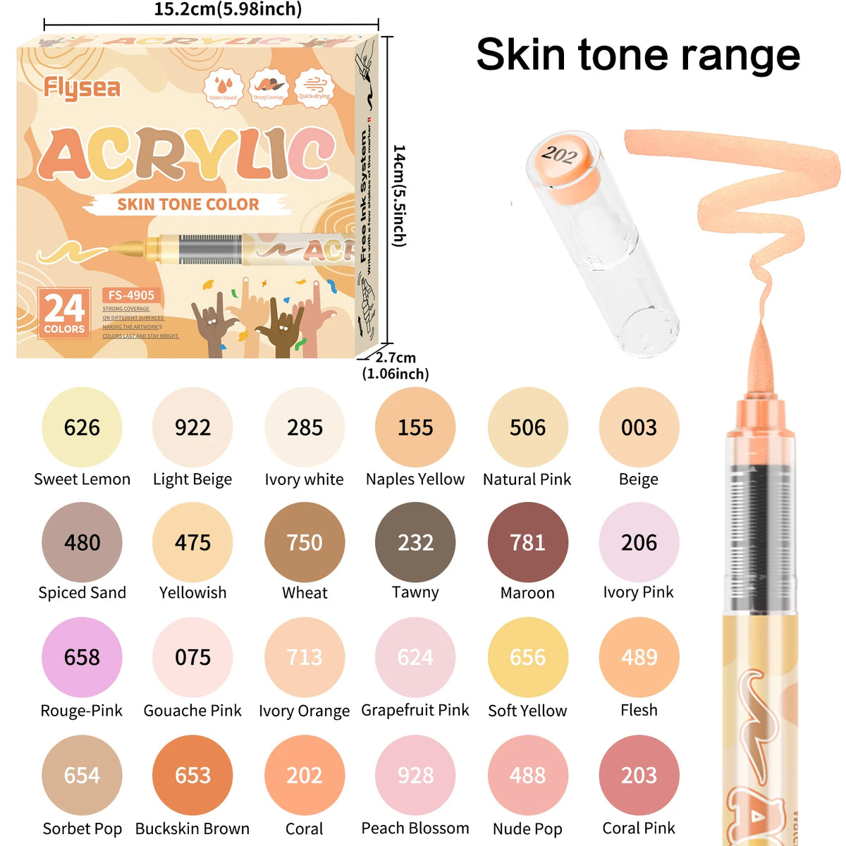 Skin Tone Acrylic Paint Markers, Soft Brush Tip for Portraits & Crafts