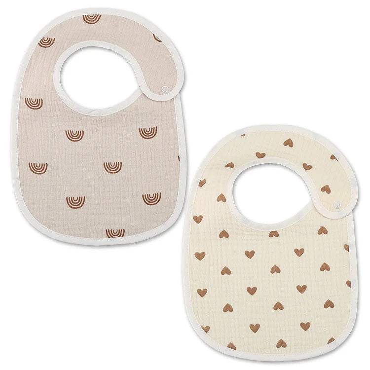 Soft Cotton Baby Bibs with Waterproof Backing – Set of 2