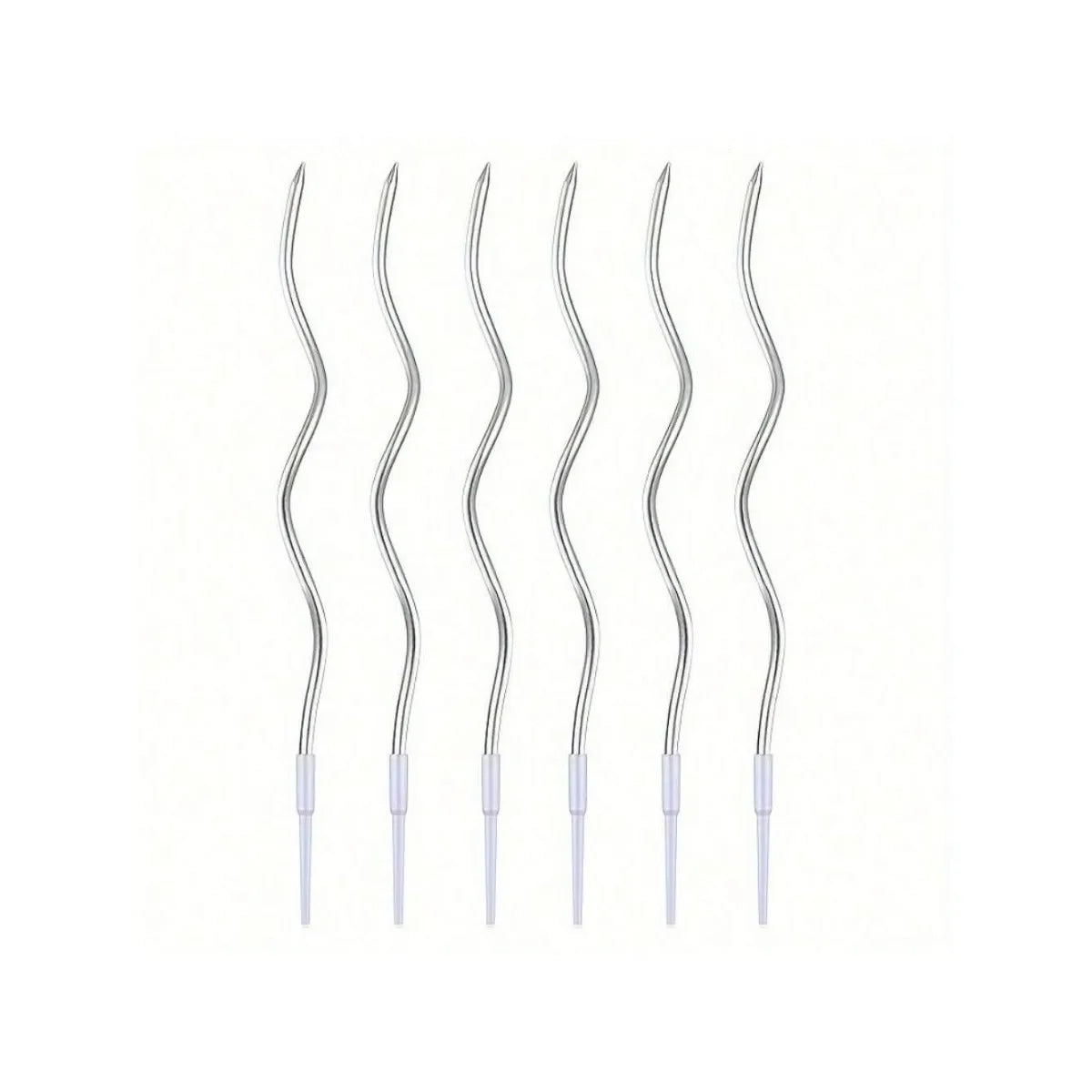 Spiral Birthday Cake Candles, Set of 6 Long Thin Decorative Candles for Cakes and Desserts