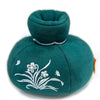 A soft green artificial flower plush doll with a rounded body and a small fabric flower detail.