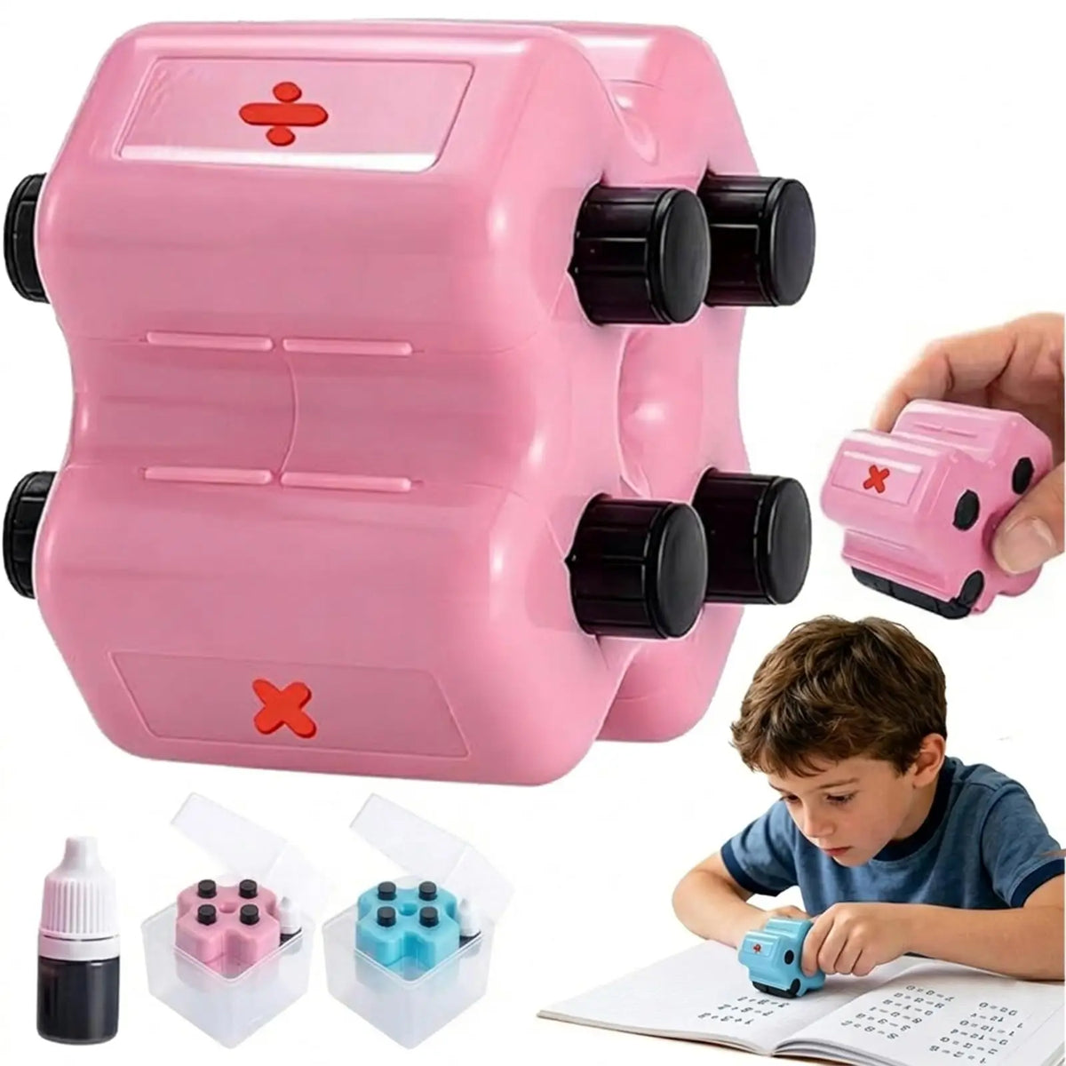 4-in-1 Math Roller Stamp Set – Addition, Subtraction, Multiplication & Division Practice