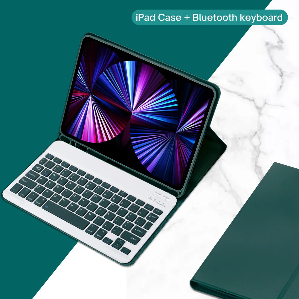 iPad Keyboard Case with Detachable Bluetooth Keyboard and Mouse