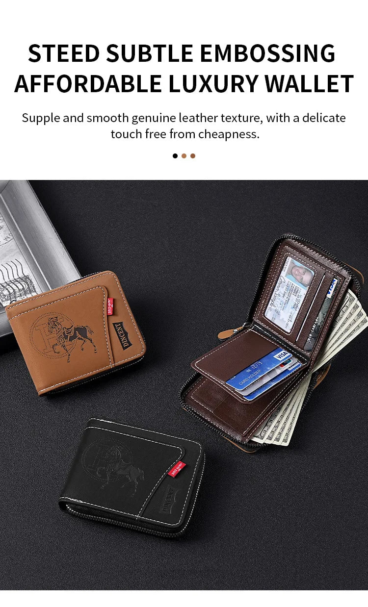Vintage Waxed Leather Bifold Wallet with Coin Pocket