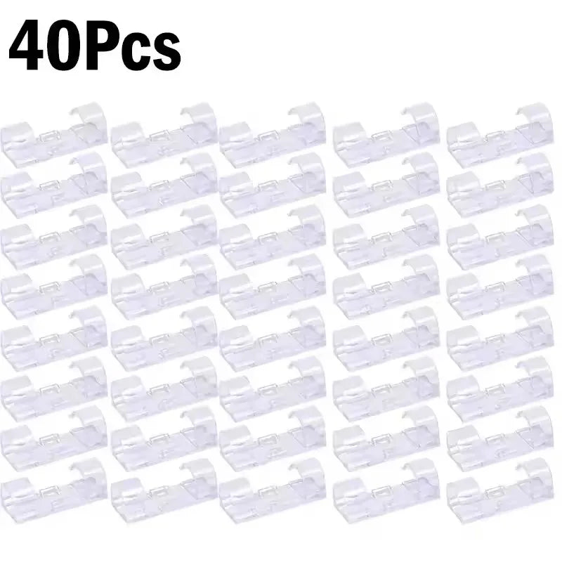 40 pieces of clear self-adhesive cable clips for wire management
