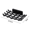 Black wall-mounted soap dish with drainage featuring multiple slotted bars.