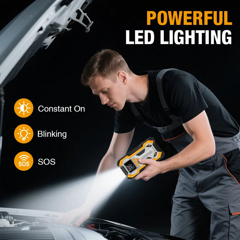 Portable Car Jump Starter with Built-in Air Compressor