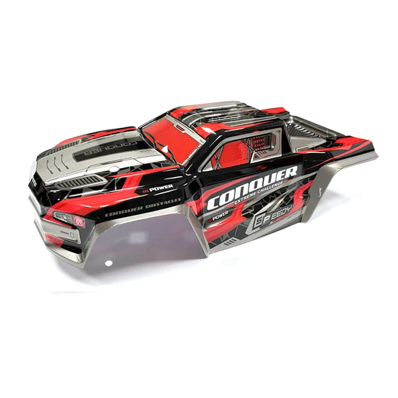 A silver and red high-speed RC car receiver parts kit with a futuristic design.