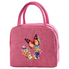 Insulated Canvas Lunch Bag with Butterfly Letter Pattern
