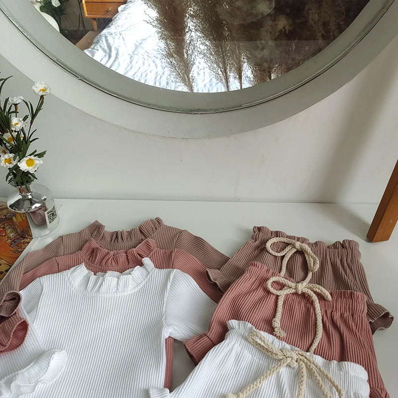 Cotton Romper Set with Bow Headband for Baby Girls