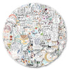 A circular arrangement of inspirational Bible verses and quotes printed on stickers.