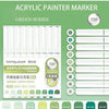 A set of 9 color acrylic paint markers in the green series with 720 degree tips.