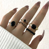 Vintage Black Crystal Ring Set