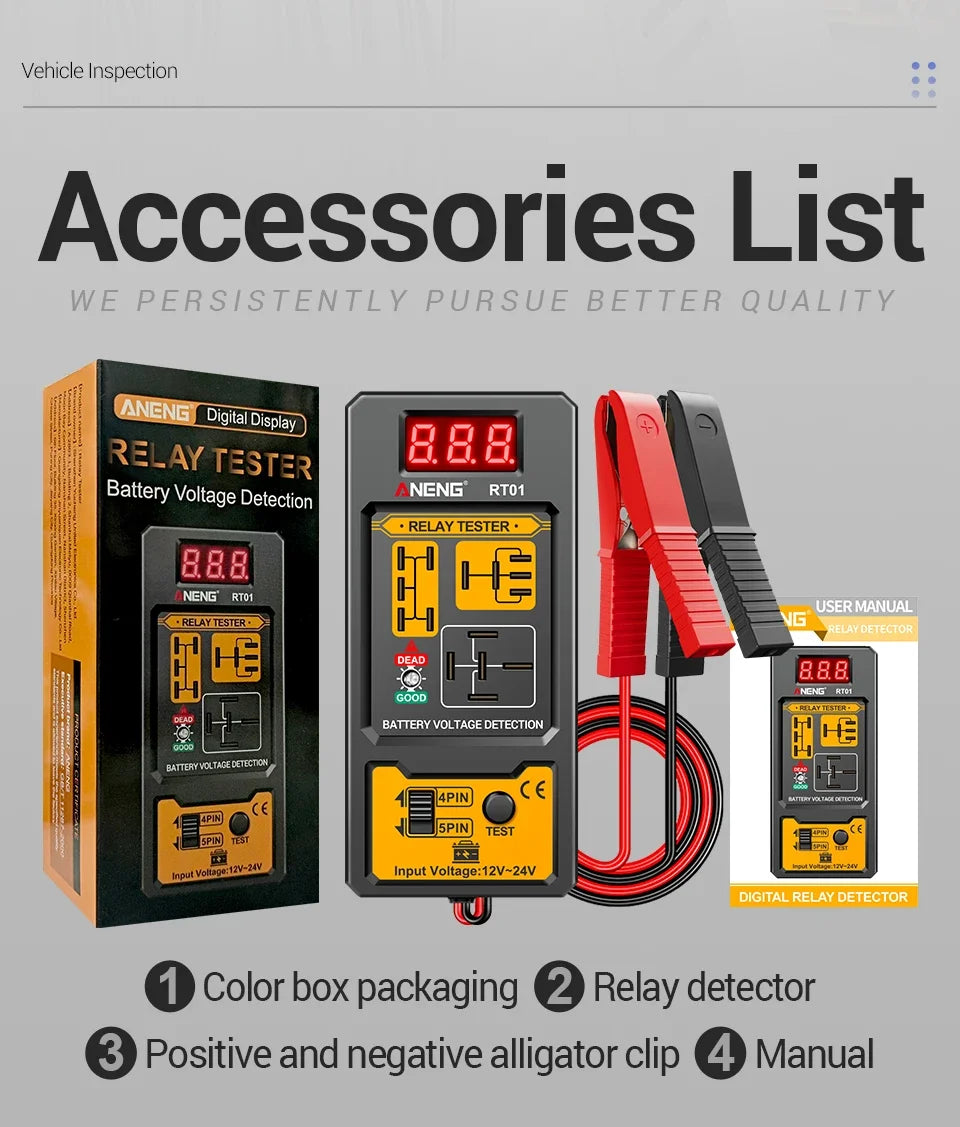 Automotive Relay Tester with Digital Display for 4/5 Pin Relays