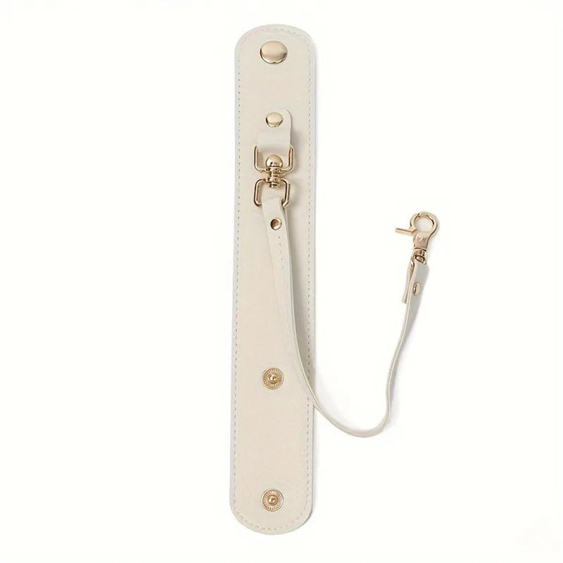 Beige Vintage-Lederhandschuhriemen und Handtuchhalter mit Messing-Hardware