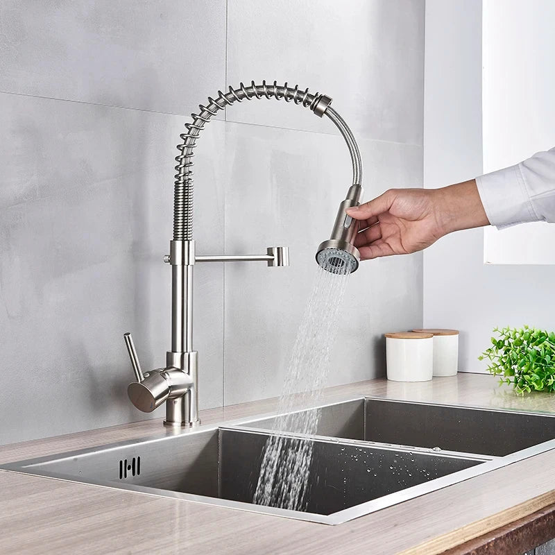 Matte Black Pull-Down Kitchen Faucet with Dual-Mode Spray Head