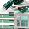 Light green silver frosted privacy window film applied to glass and framed windows.