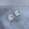 Square Moissanite Stud Earrings in Rhodium-Plated Silver