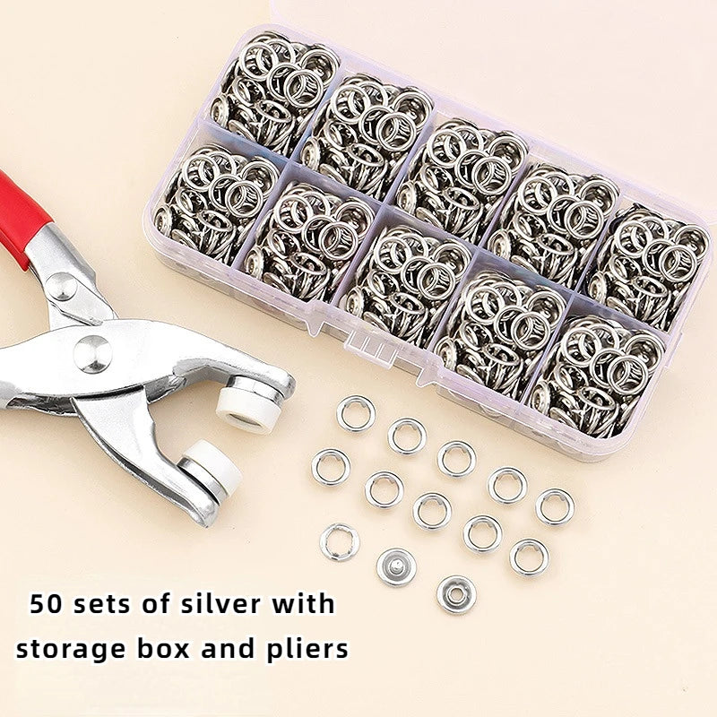 Metal Snap Fastener Kit with Pliers Tool for DIY Sewing Projects